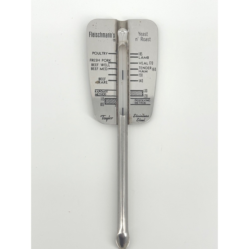 Taylor Fleischmanns Yeast Roast Thermometer 6.5in Stainless Steel Retro Silver